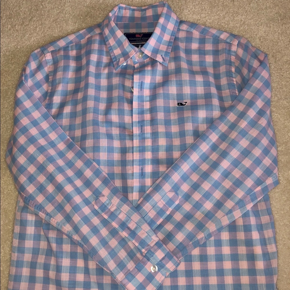 Vineyard Vine Poplin Plaid Whale Button-Down Shirt